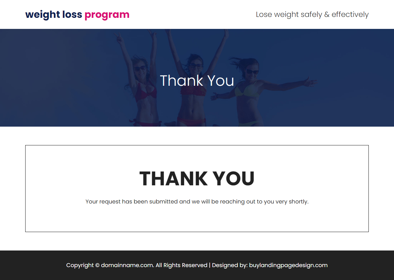 weight loss program lead generating landing page