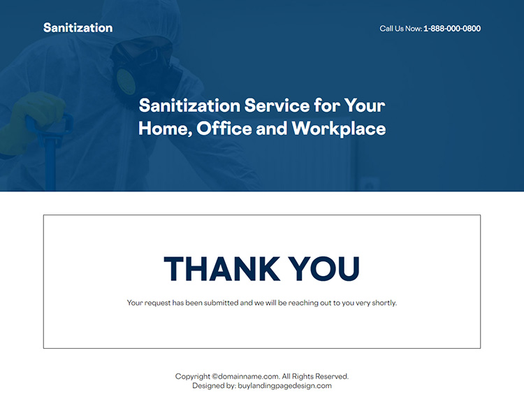 sanitization service responsive landing page design