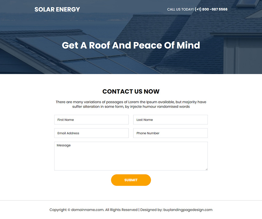 solar energy installation service responsive landing page