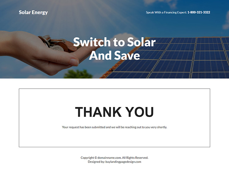 residential and commercial solar solutions landing page