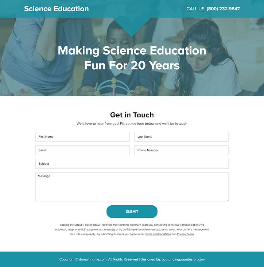 education service responsive landing page