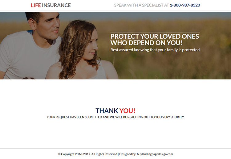 secure your family future life insurance responsive landing page