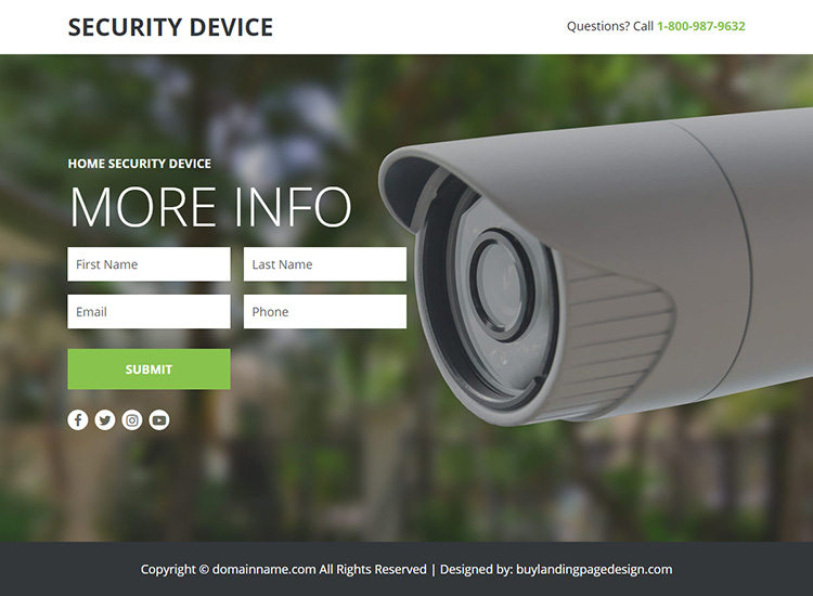 home security device responsive lead funnel design