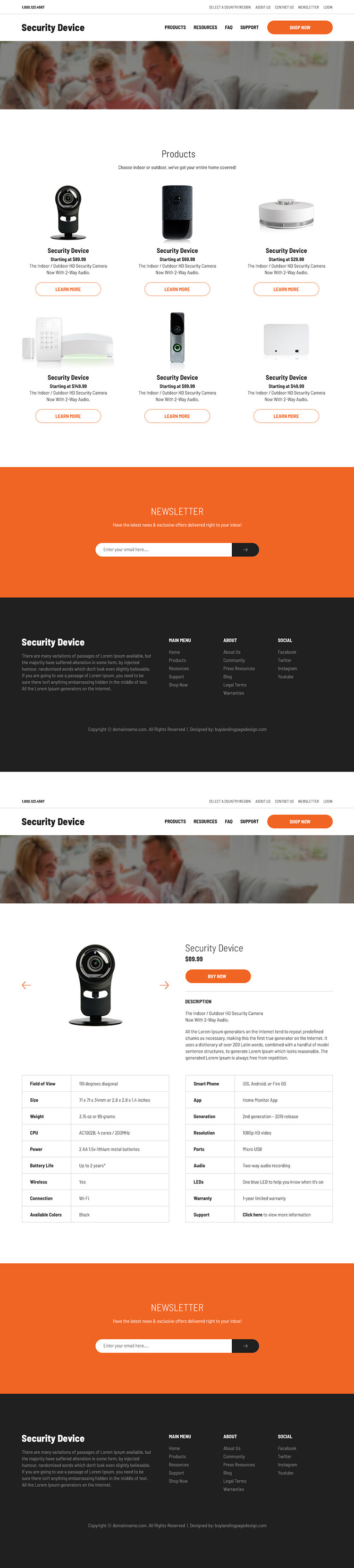 security products responsive website design