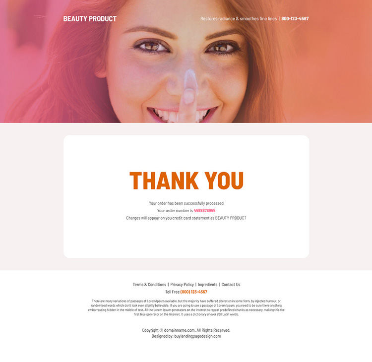 beauty product selling bootstrap landing page design