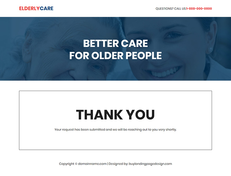 senior citizen care service responsive landing page design