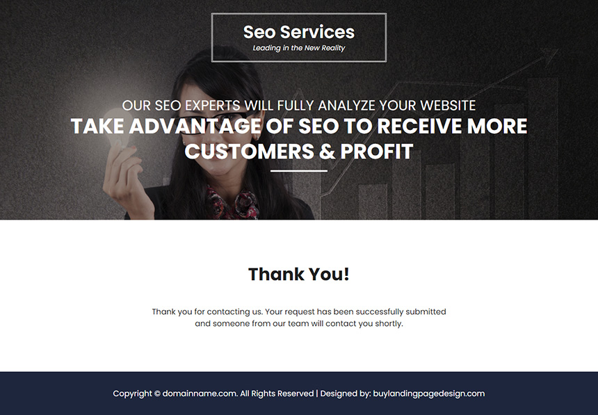 SEO service company responsive landing page