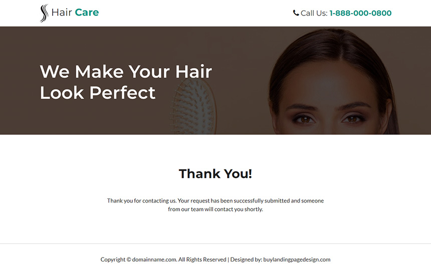 hair care professional responsive landing page