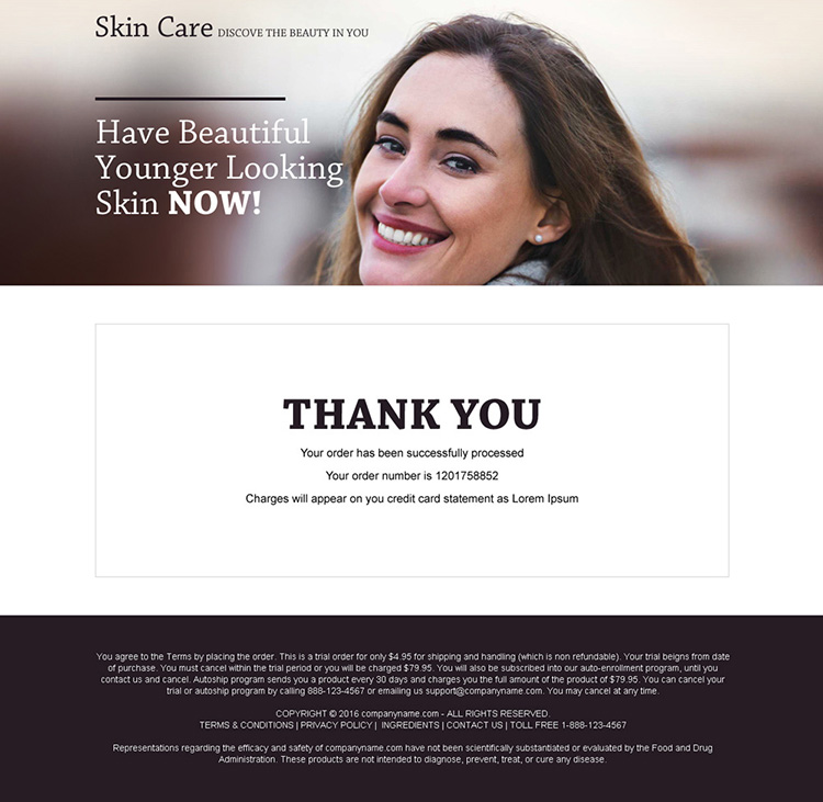 skin care product selling bank page design