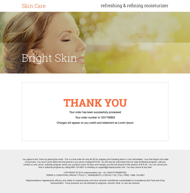 skin care moisturizer cream selling bank page design