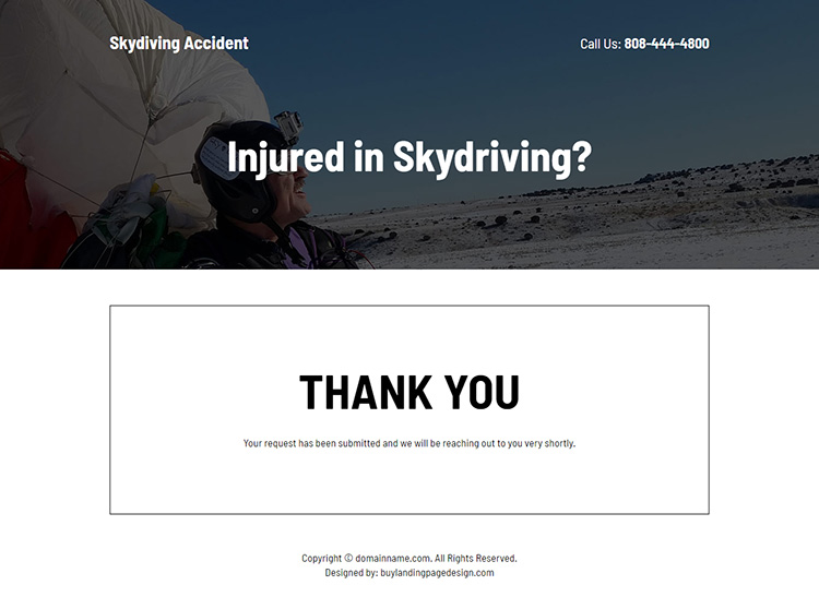 skydiving accident injury claims responsive landing page design