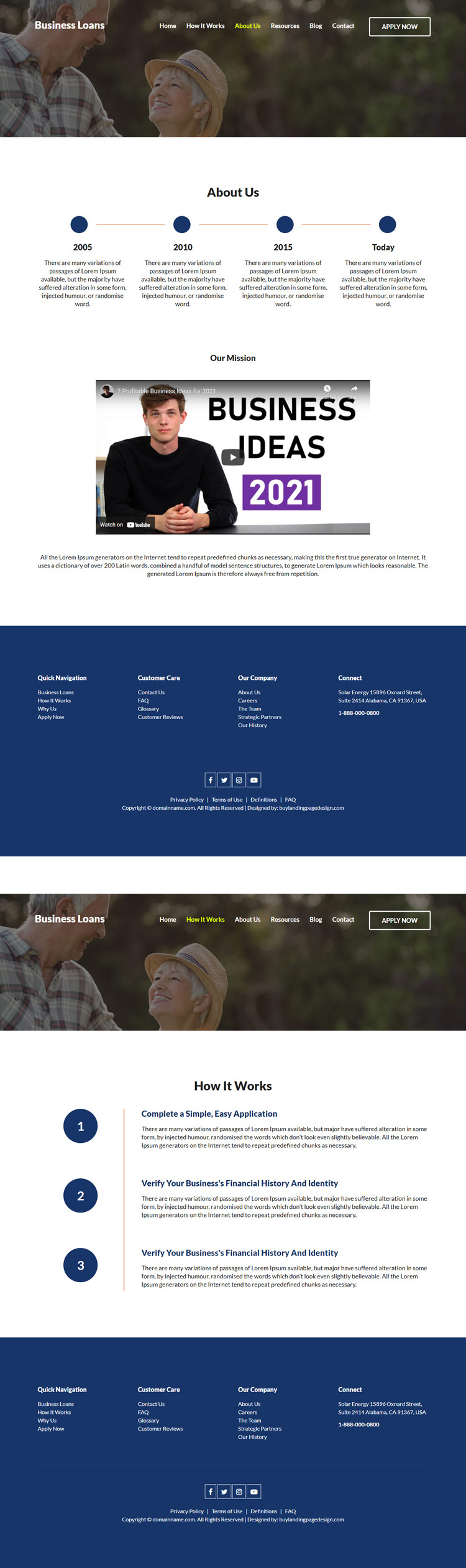 small business loan and financing website design