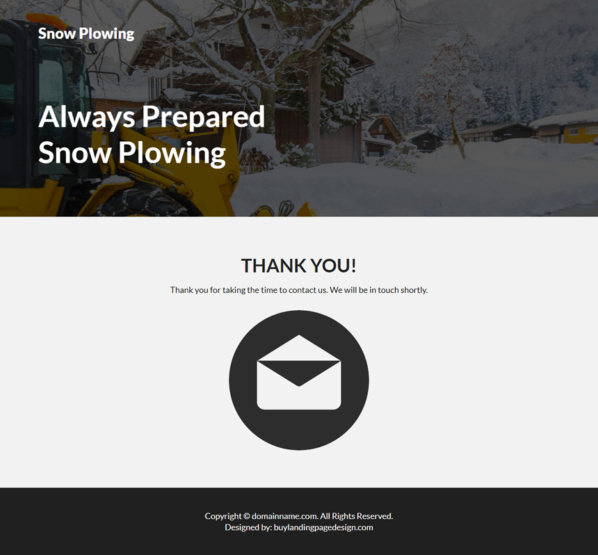 snow plowing service lead capture landing page