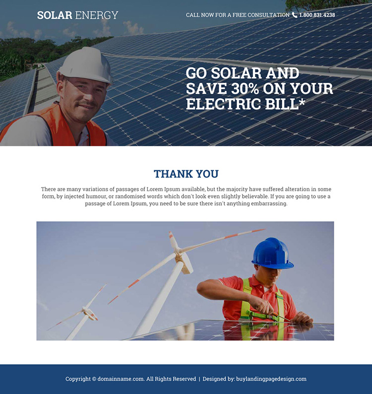 solar energy free consultation lead capturing responsive landing page