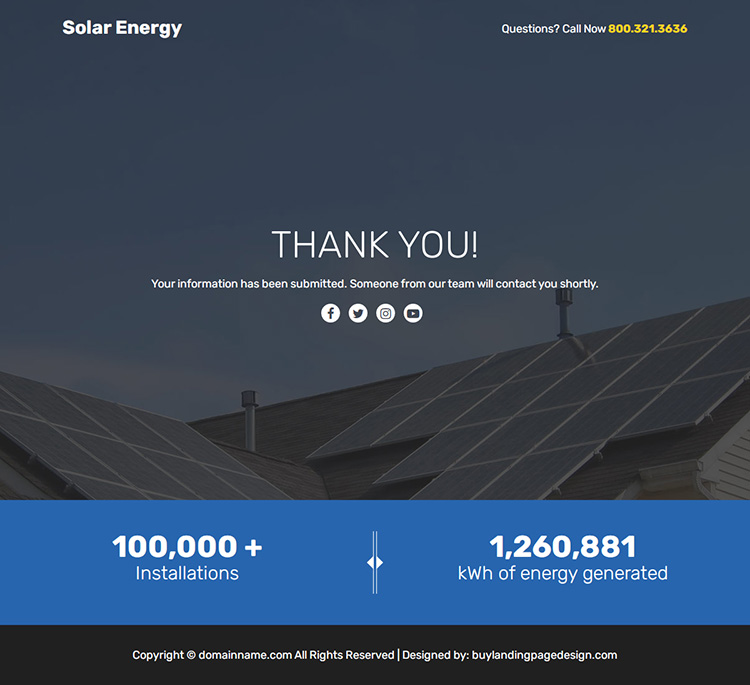 solar energy solutions lead funnel page design