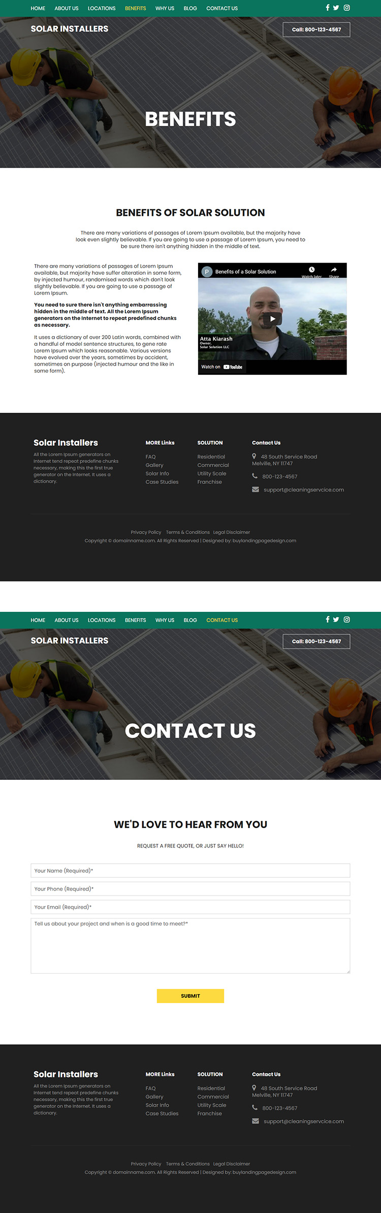 residential and commercial solar solutions website design