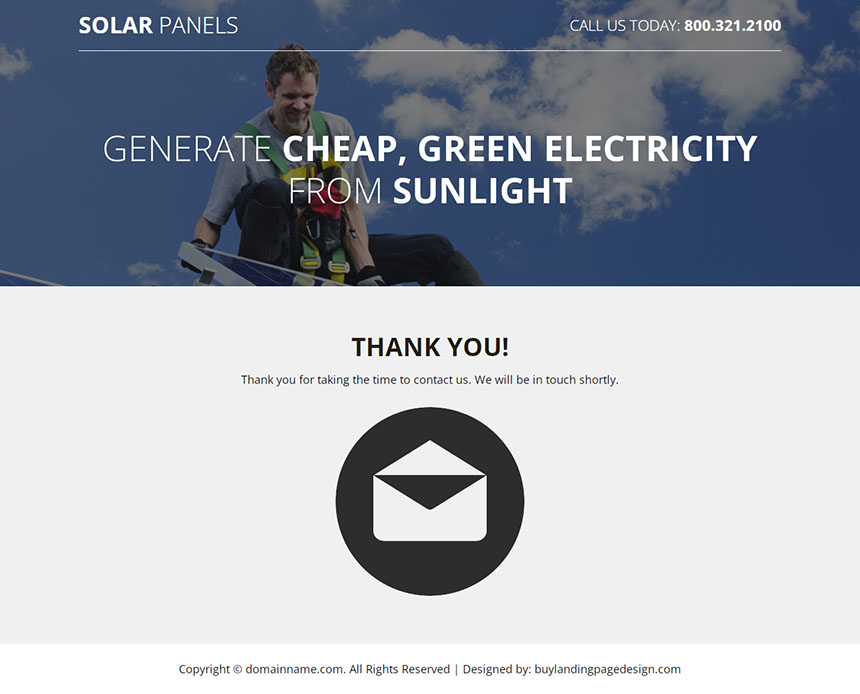 renewal solar energy panel installation responsive landing page