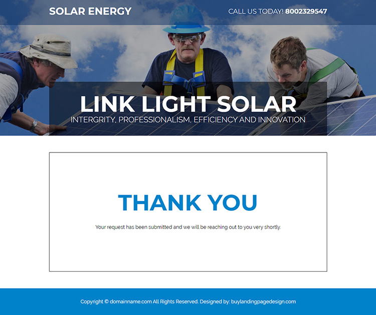 solar energy company responsive landing page