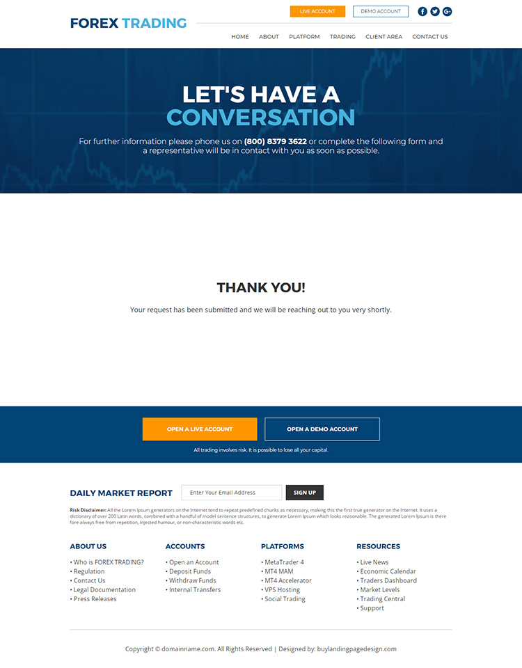 forex trading sign up capturing responsive website design