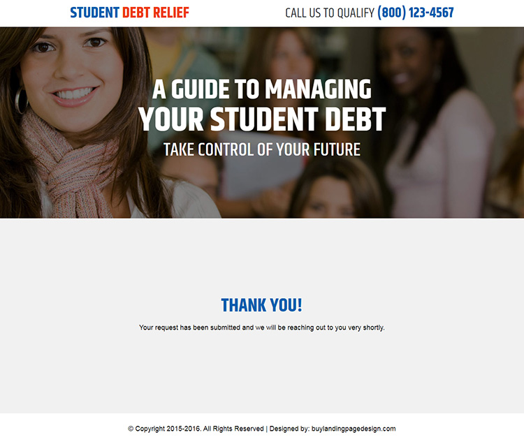 student debt relief guide converting responsive landing page design