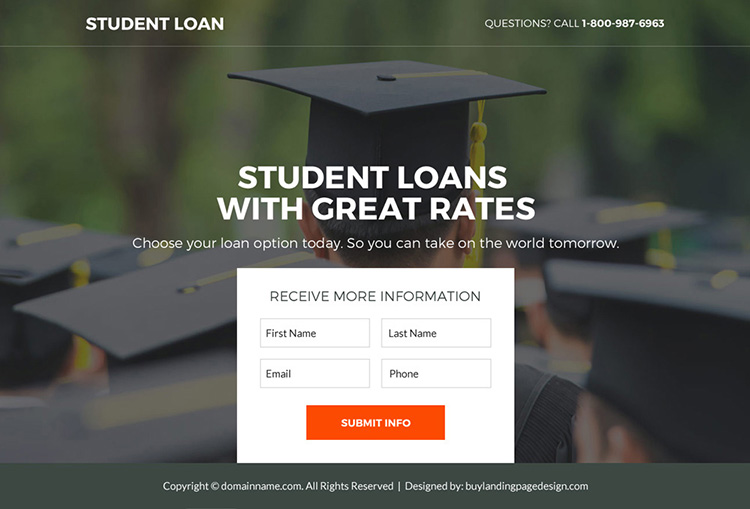 student loan lead funnel responsive landing page design