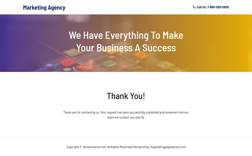 marketing agency lead capture responsive landing page