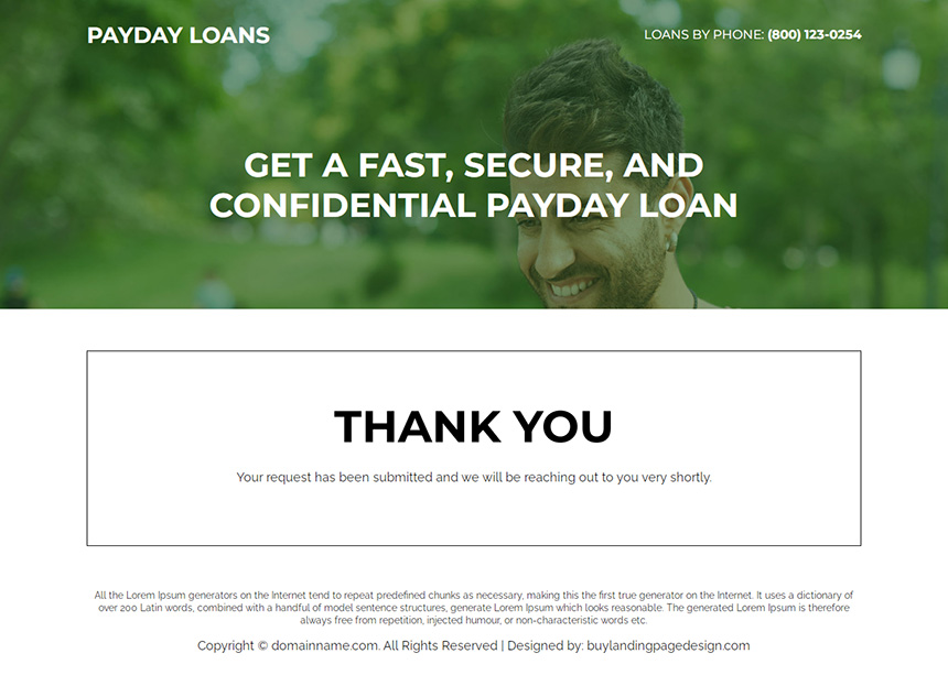 secure payday loan lead capture landing page