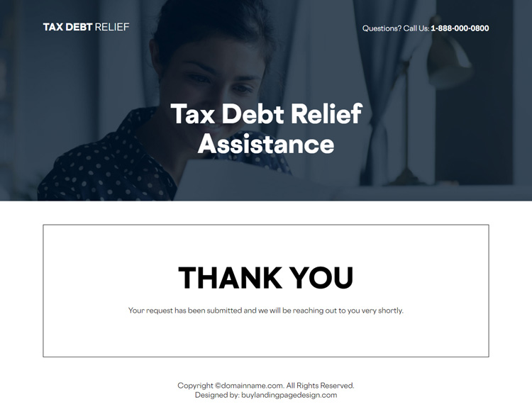 tax debt relief assistance lead capture responsive landing page