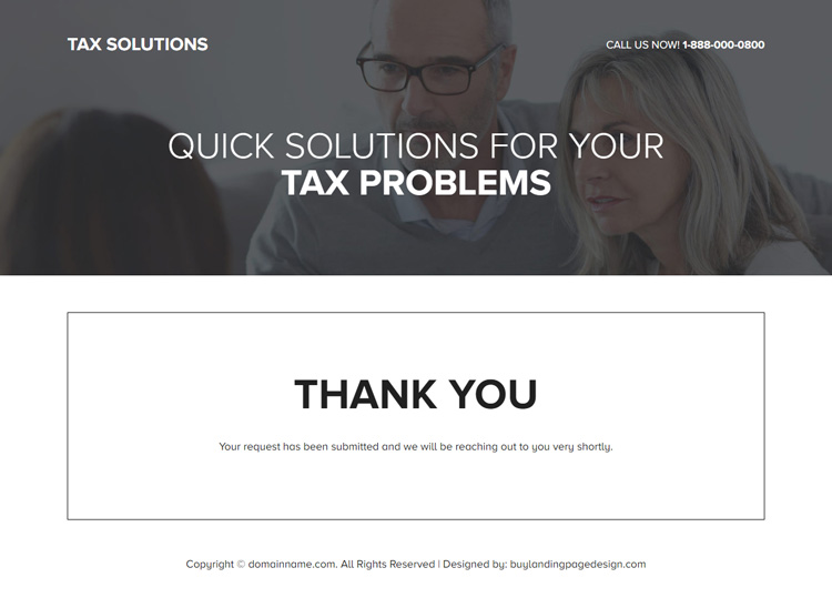 tax solutions lead capture responsive landing page