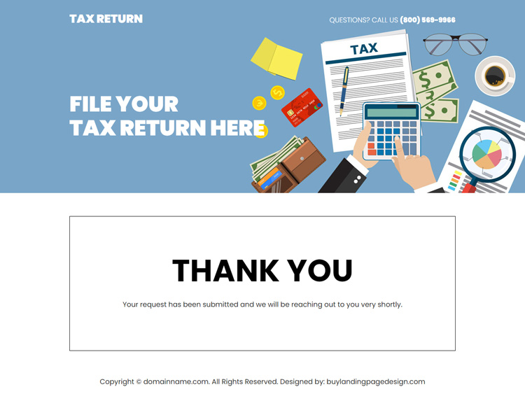 tax return free quote lead capture responsive landing page design