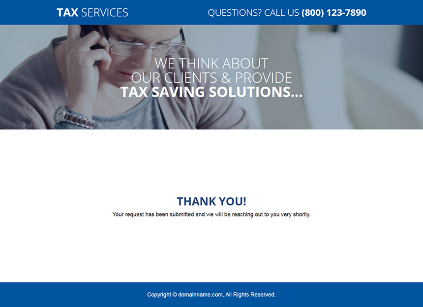 responsive tax saving service landing page design template