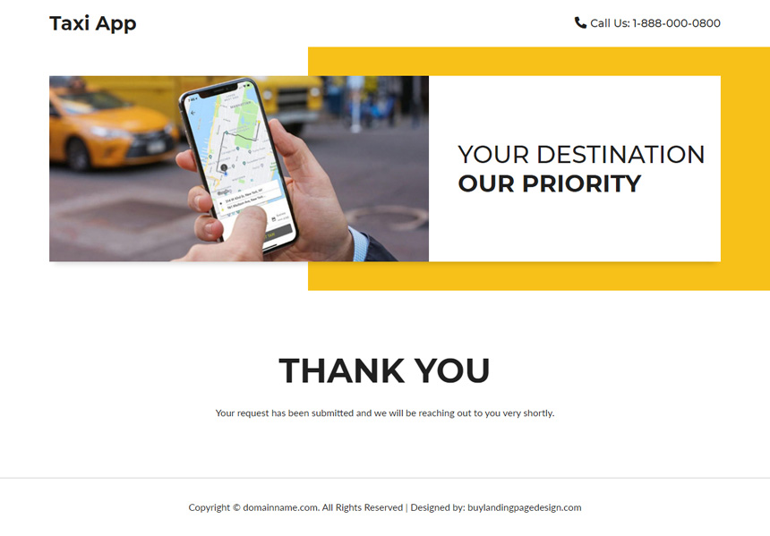 taxi app lead capture responsive landing page