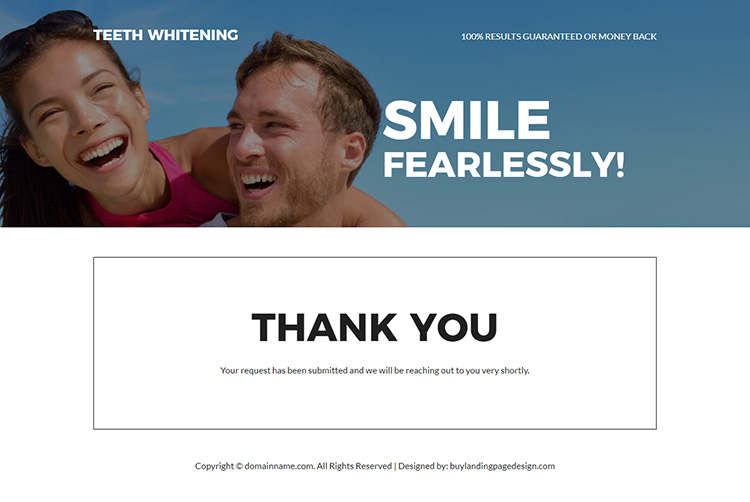 teeth whitening treatment responsive landing page design