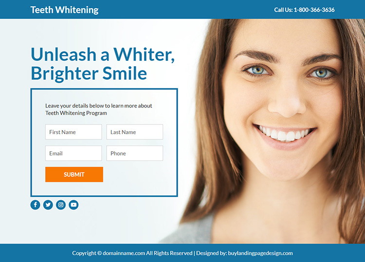 teeth whitening treatment responsive funnel design