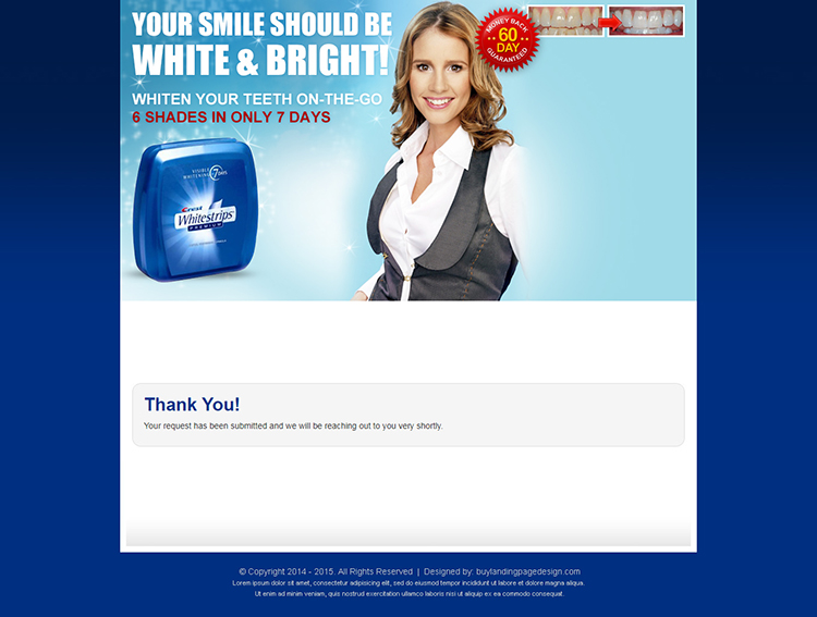 white and bright trial lead capture teeth whitening landing page design