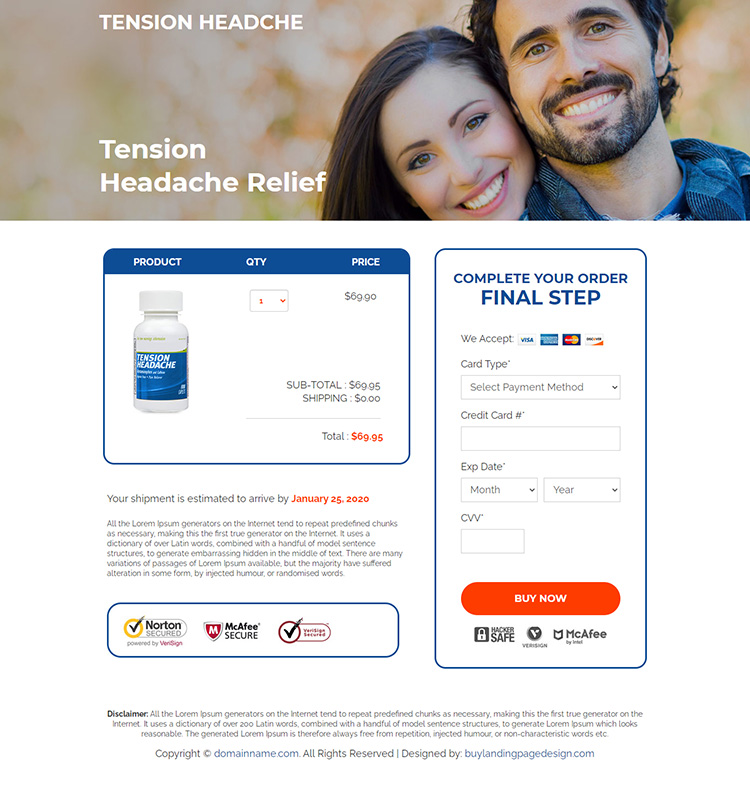 migraine headache relief supplement responsive landing page