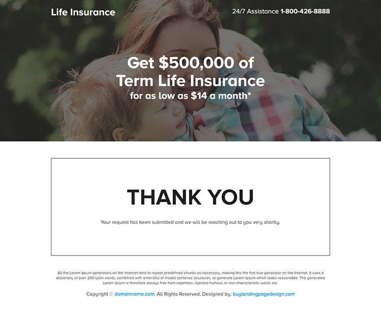 term life insurance lead capture responsive landing page design