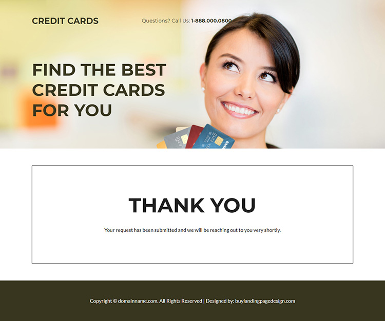 credit card responsive lead capture landing page