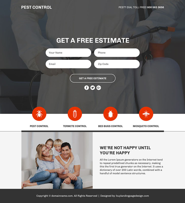 pest control service responsive funnel page design