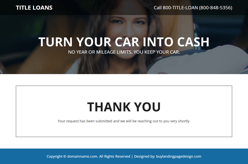 title loan lead capture landing page