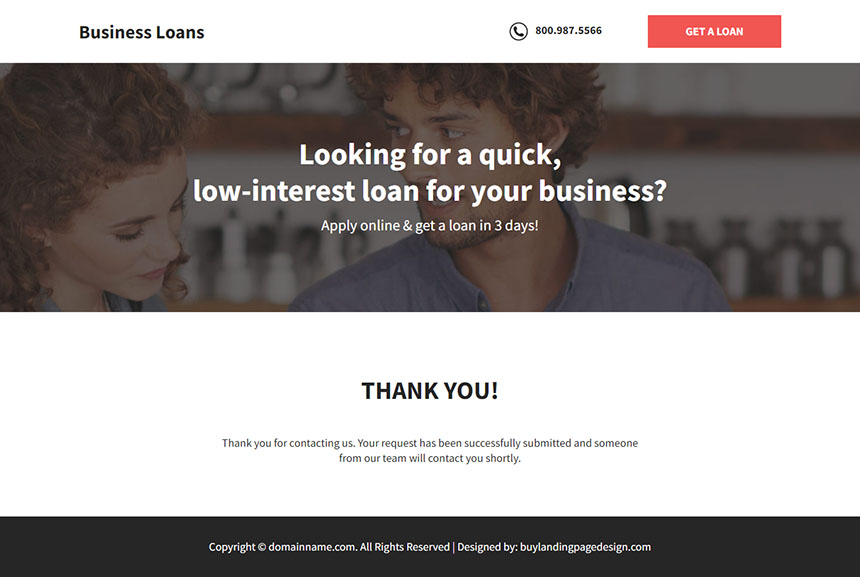 small business loan responsive landing page design