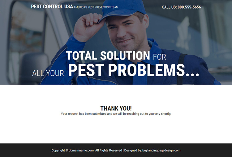 reliable pest control service responsive landing page design