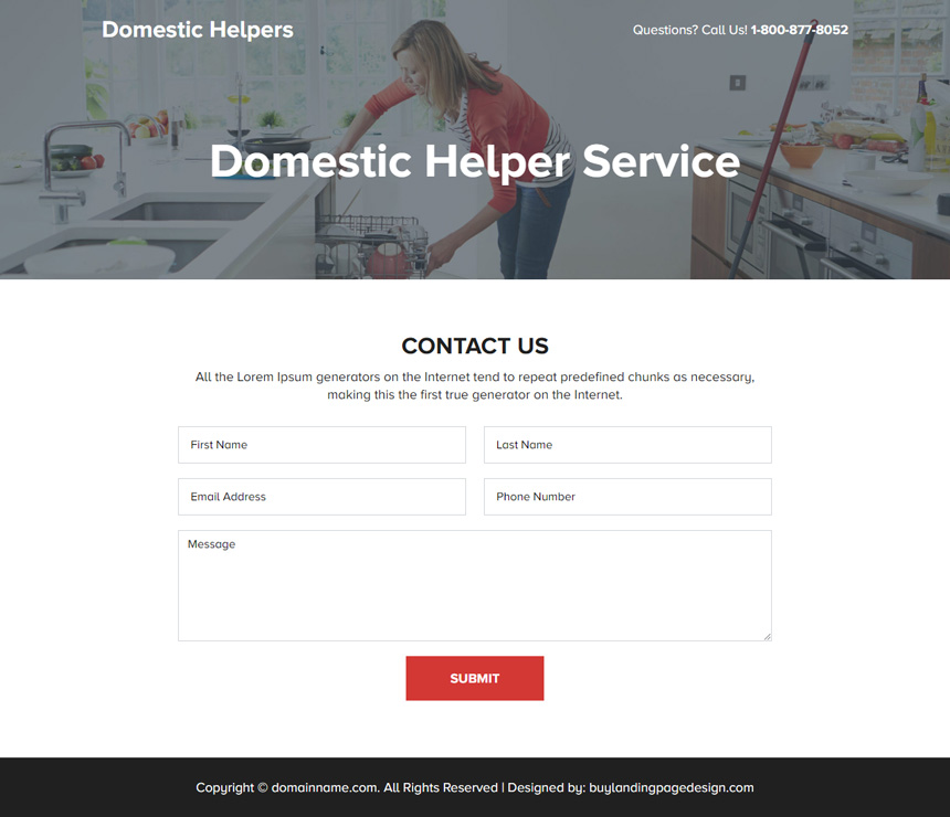 domestic helpers responsive lead capture page