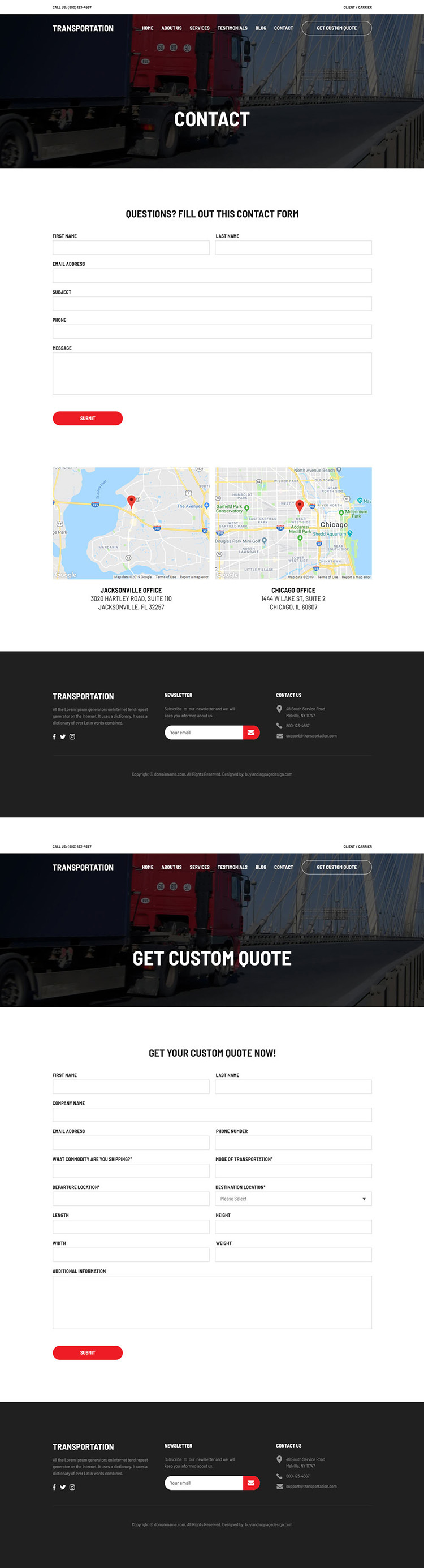 transportation and logistics management service website design