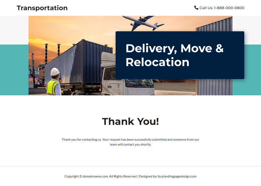 transportation service lead capture landing page