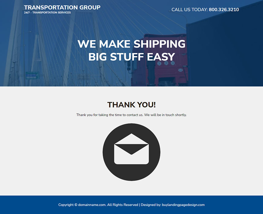 transportation service responsive landing page template