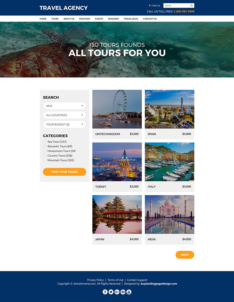 travel agency best converting responsive website design