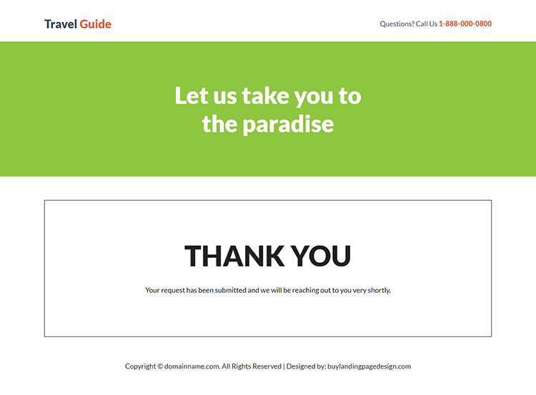 travel guide lead capture responsive landing page design