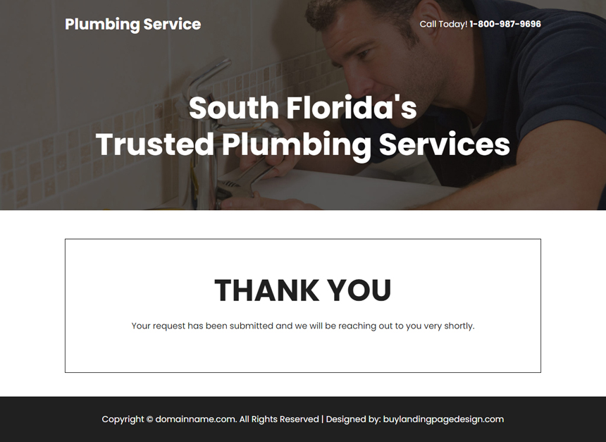 plumbing service lead capture landing page design