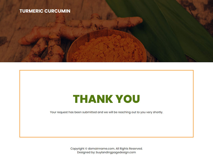 turmeric curcumin extract responsive landing page